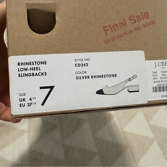 NWOB J crew Rhinestone low-heel slingbacks - Picture 5 of 7